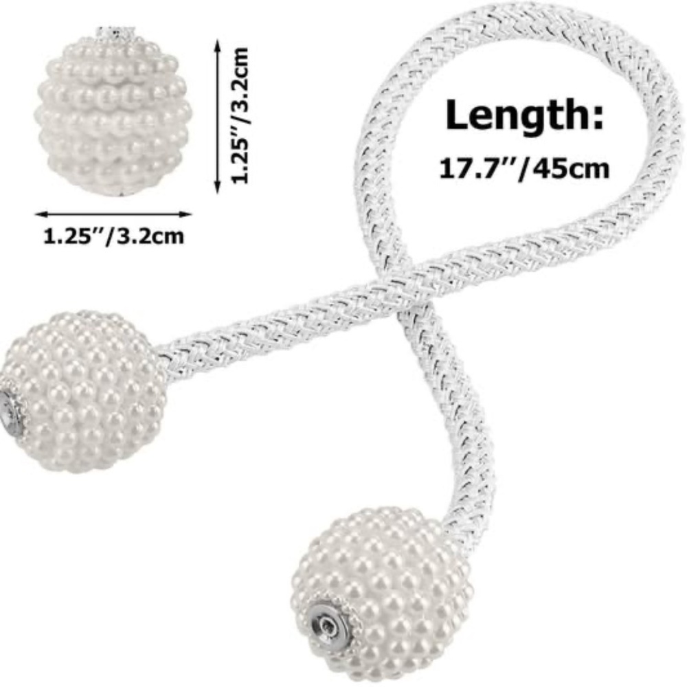 Set of 4 magnetic curtain tiebacks - Pearl Design - Picture 6 of 7